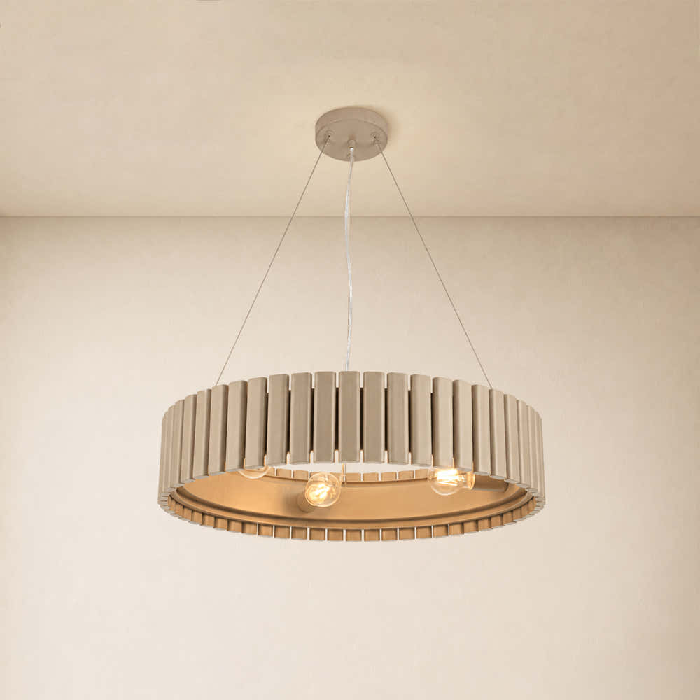 Woodgrain Iron Round Pendant 24"W#Finish_Gold
