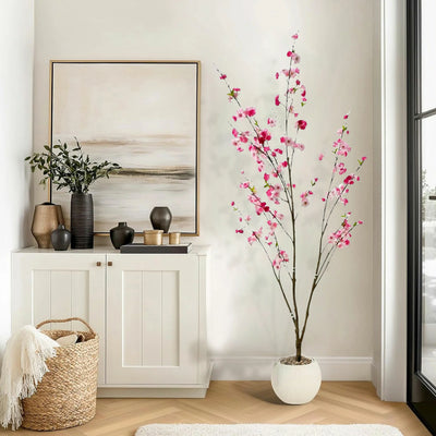 Faux Big Cherry Blossom Tree 73"H