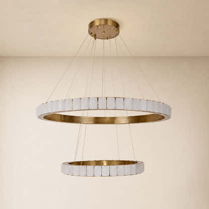 Celestine Alabaster 2-Tier Round Chandelier 40.1"D