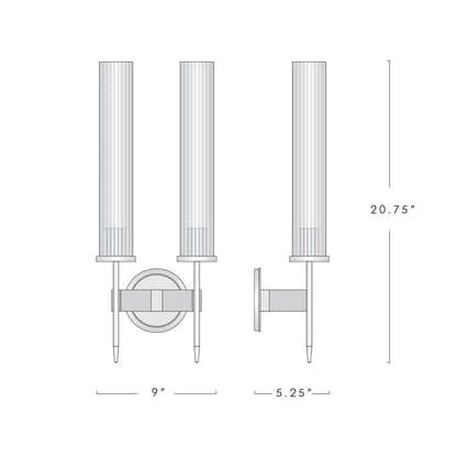 Bellmere 2 Lights Glass Wall Sconce