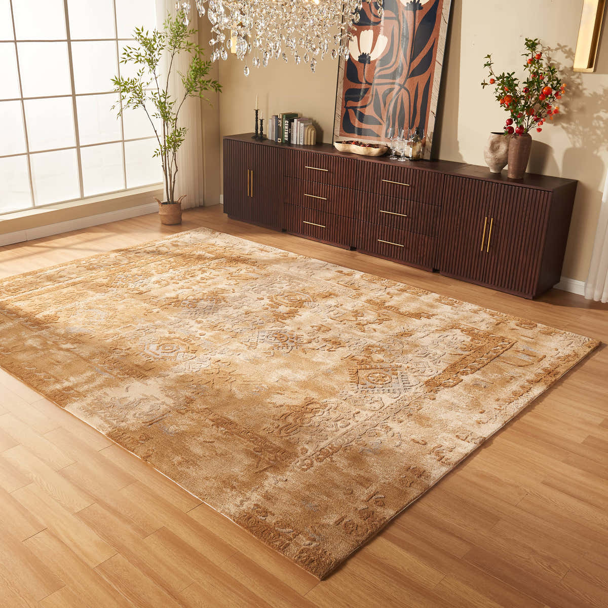 Aurelian Relief Wool-Blend Rug in a modern interior setting