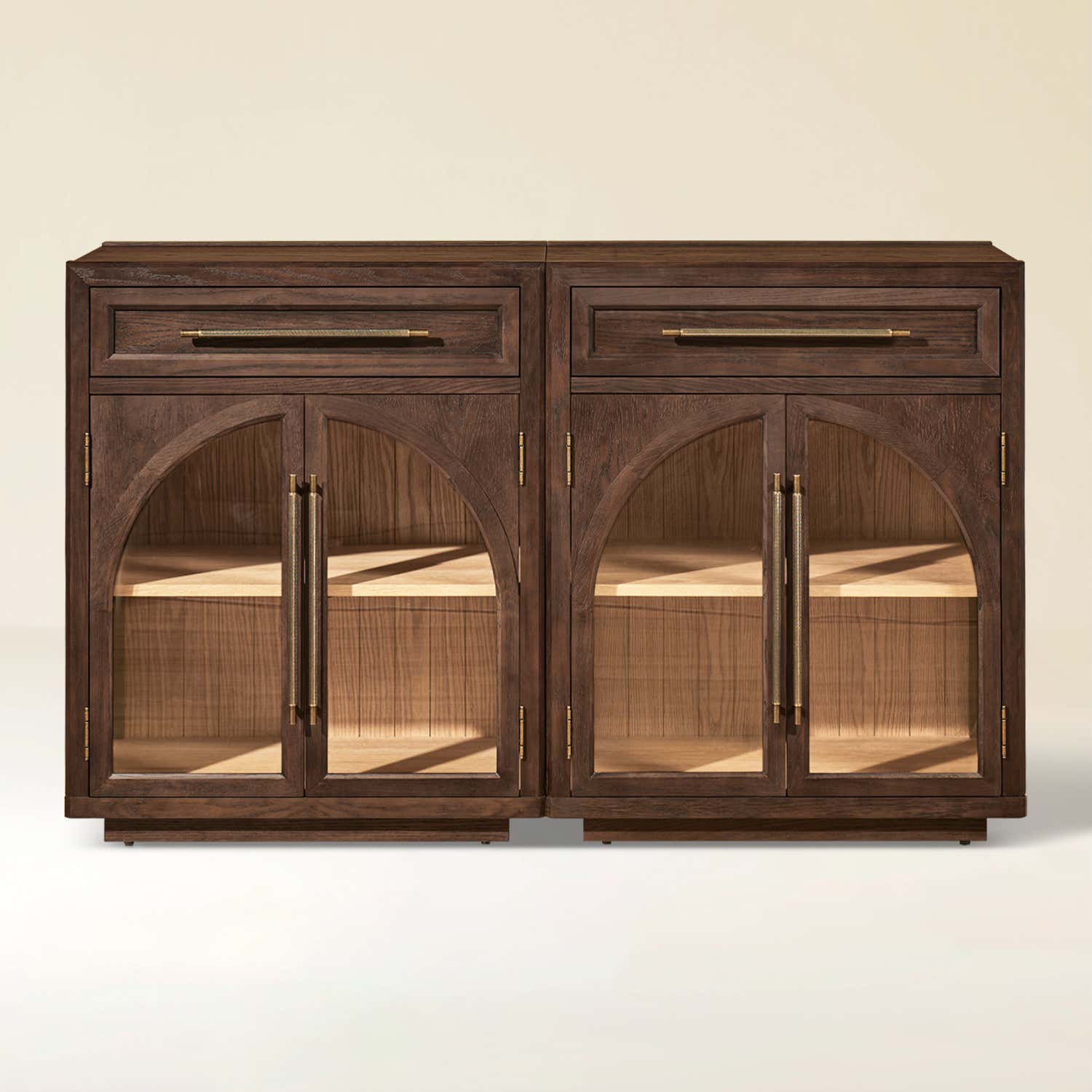 Alvar Arched 61" Oak Sideboard with Drawers(Set of 2)