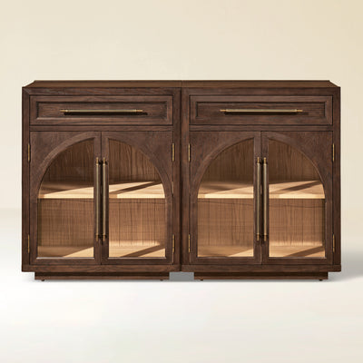 Alvar Arched 61" Oak Sideboard with Drawers(Set of 2)