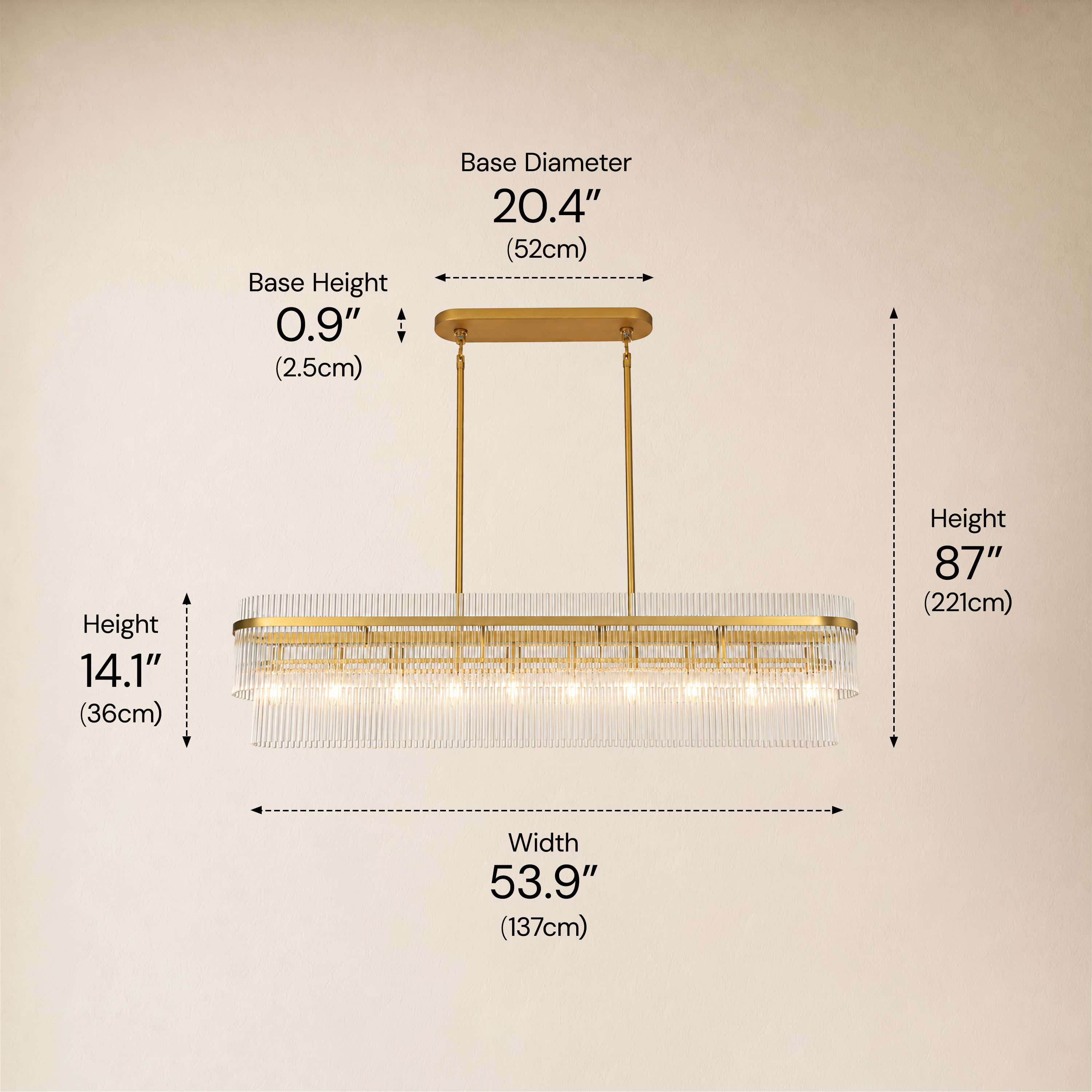 Virellune Glass Linear Chandelier 53.9"W