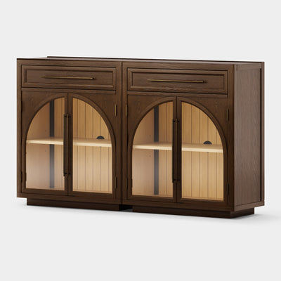 Alvar Arched 61" Oak Sideboard with Drawers(Set of 2)