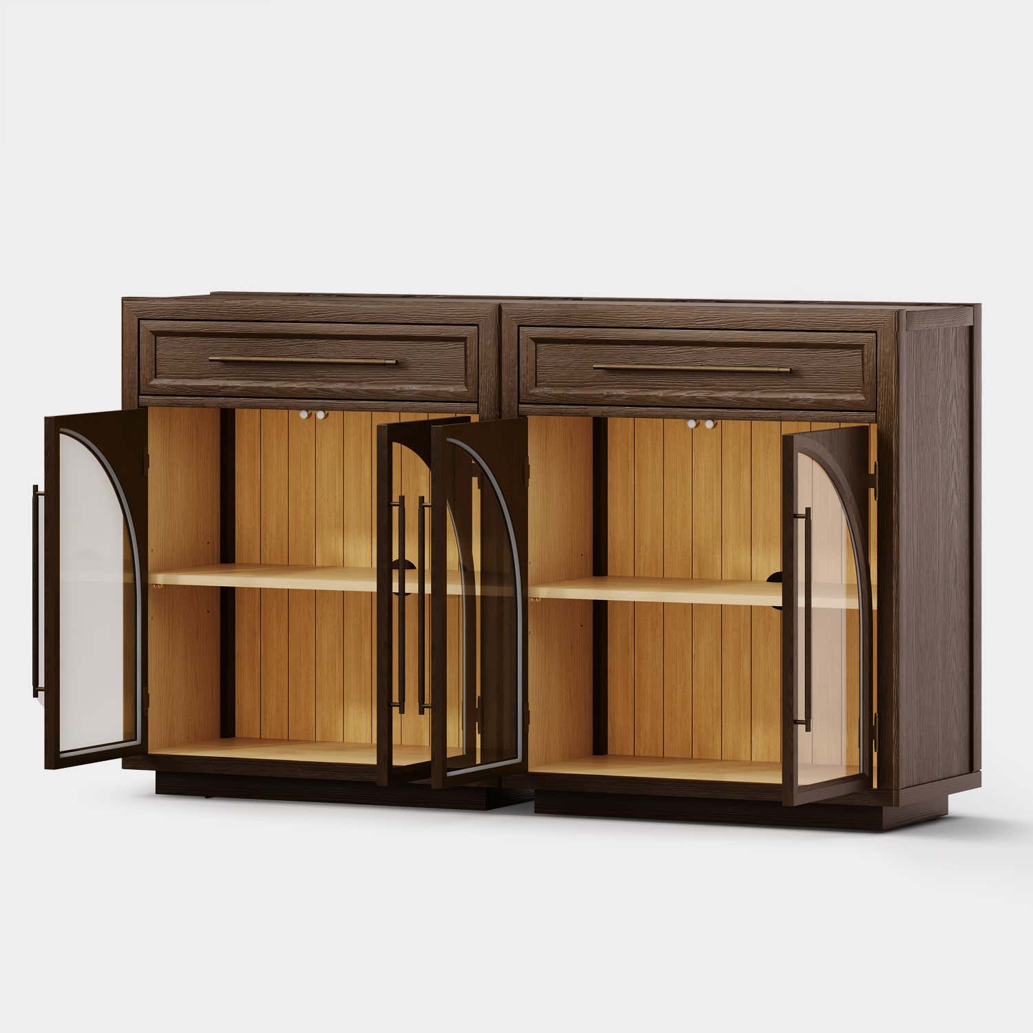 Alvar Arched 61" Oak Sideboard with Drawers(Set of 2)