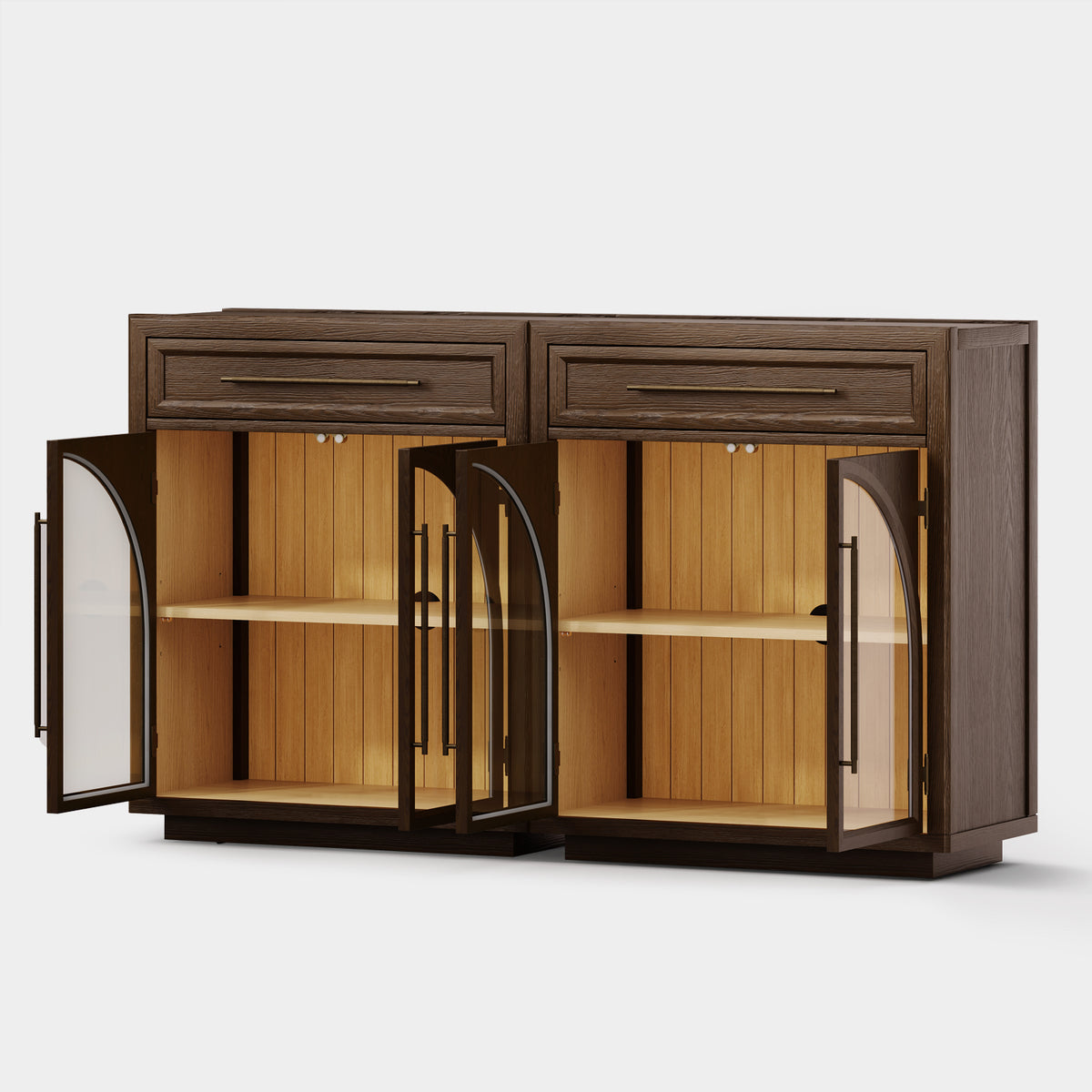 Alvar Arched 61" Oak Sideboard with Drawers(Set of 2)