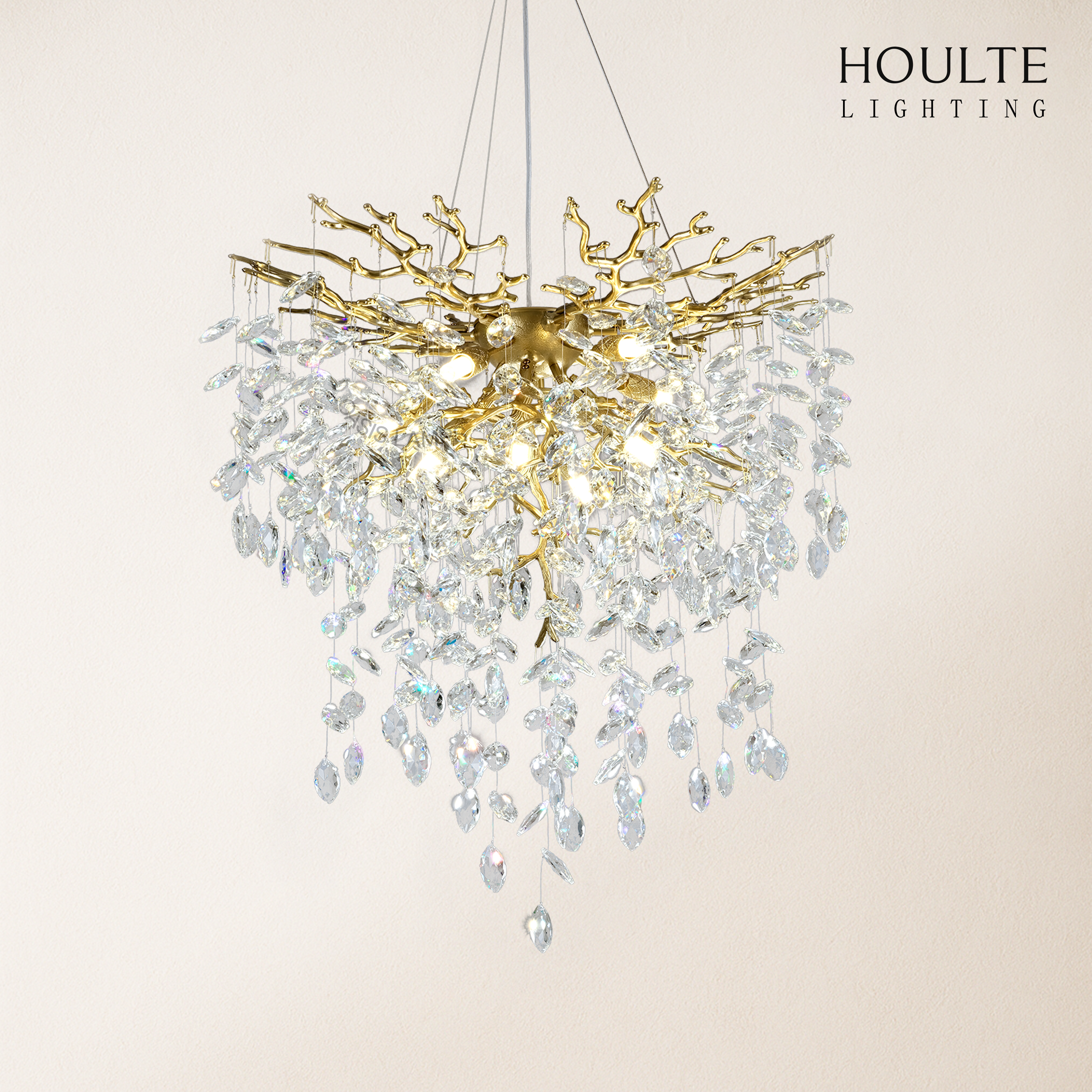 Frostleaf Crystal Grand Cascade Branches Chandelier 24''