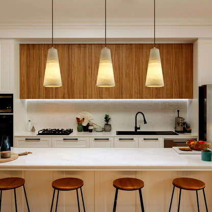 Capus Conical Alabaster Pendant 10''H