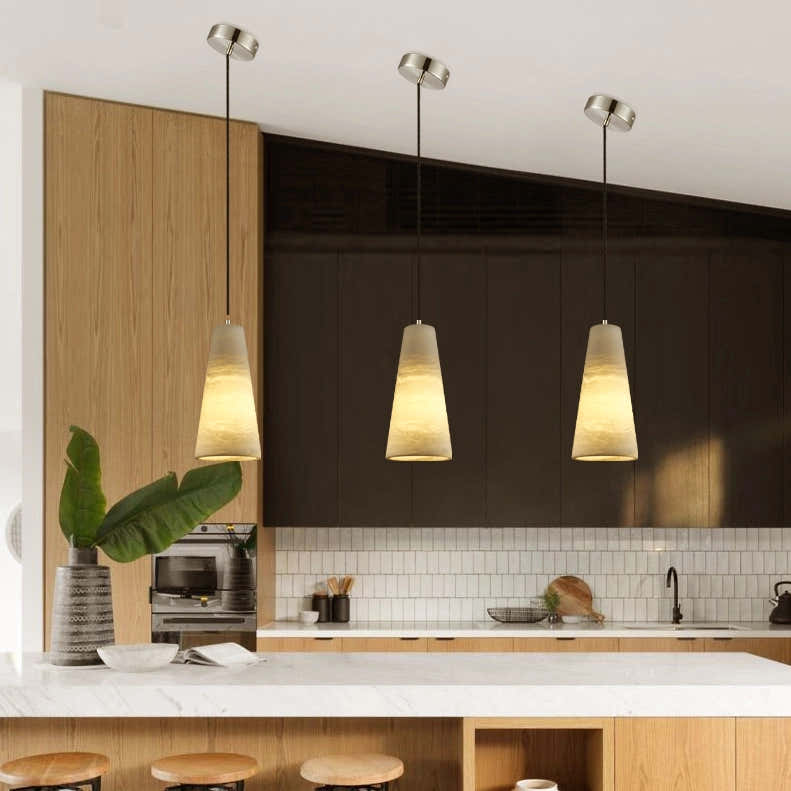 Capus Conical Alabaster Pendant 10''H