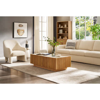 Isla Oak Sintered Stone Rectangle Coffee Table 47"