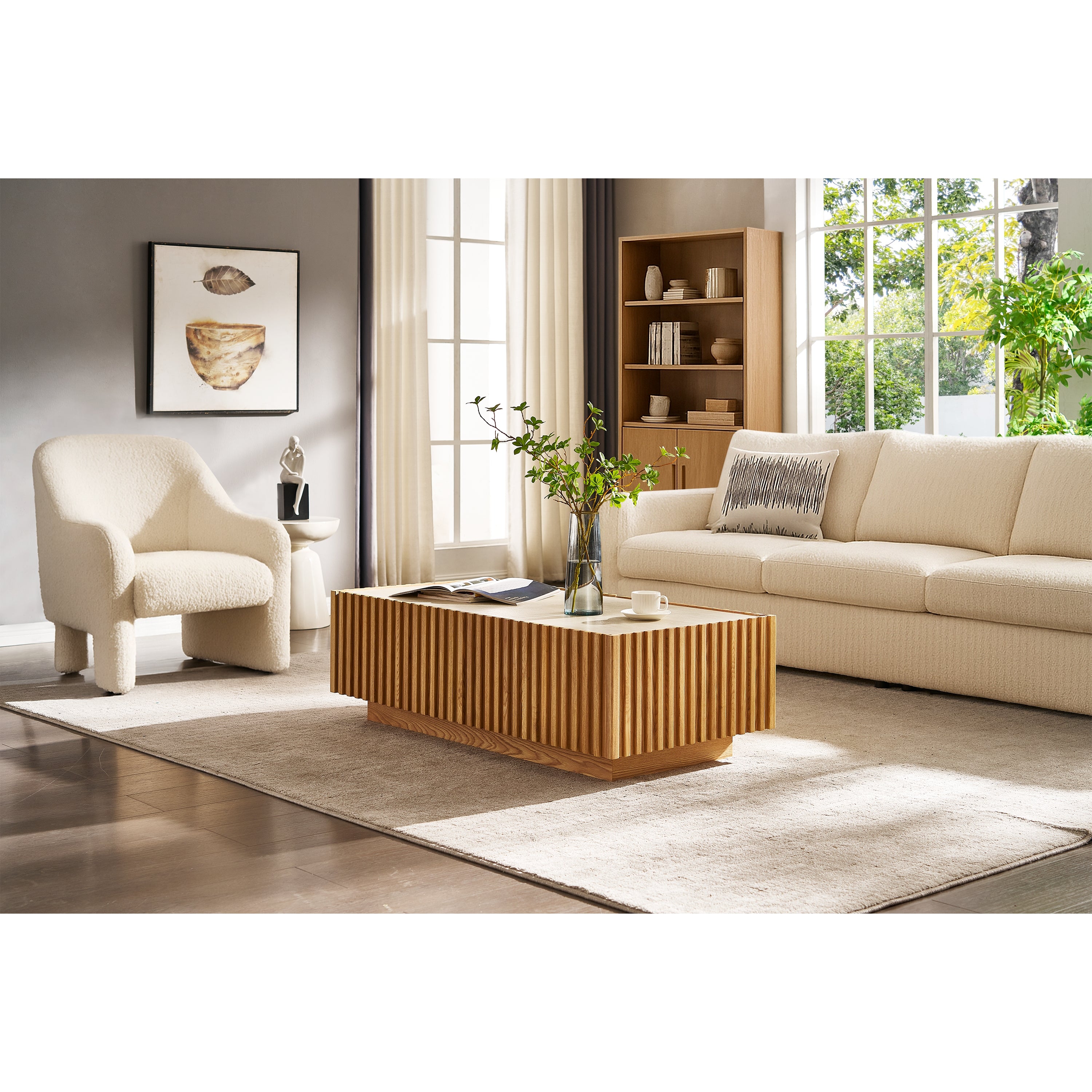 Isla Oak Sintered Stone Rectangle Coffee Table 47"