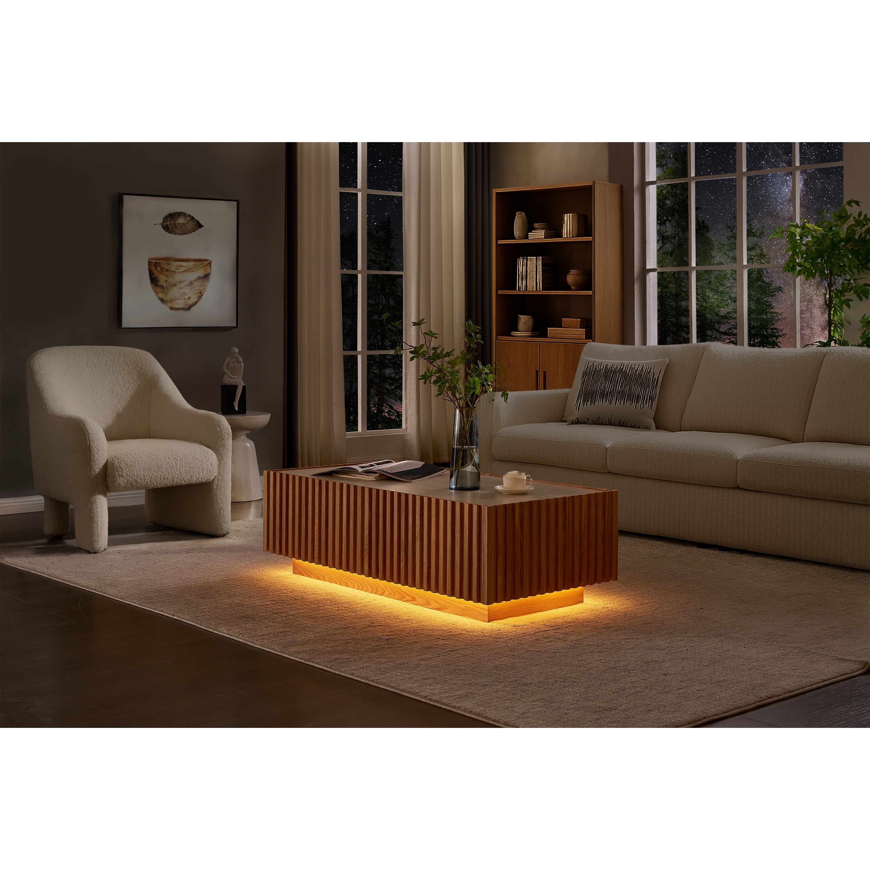 Isla Oak Sintered Stone Rectangle Coffee Table 47"