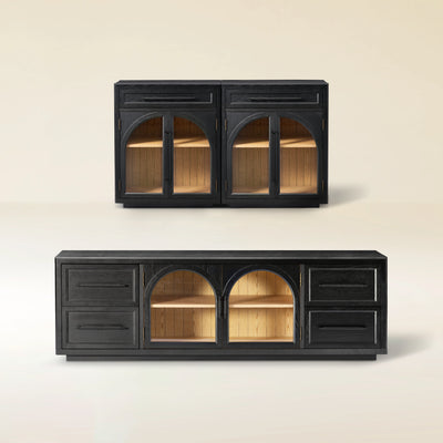 Alvar Oak Media Console and Sideboard Set