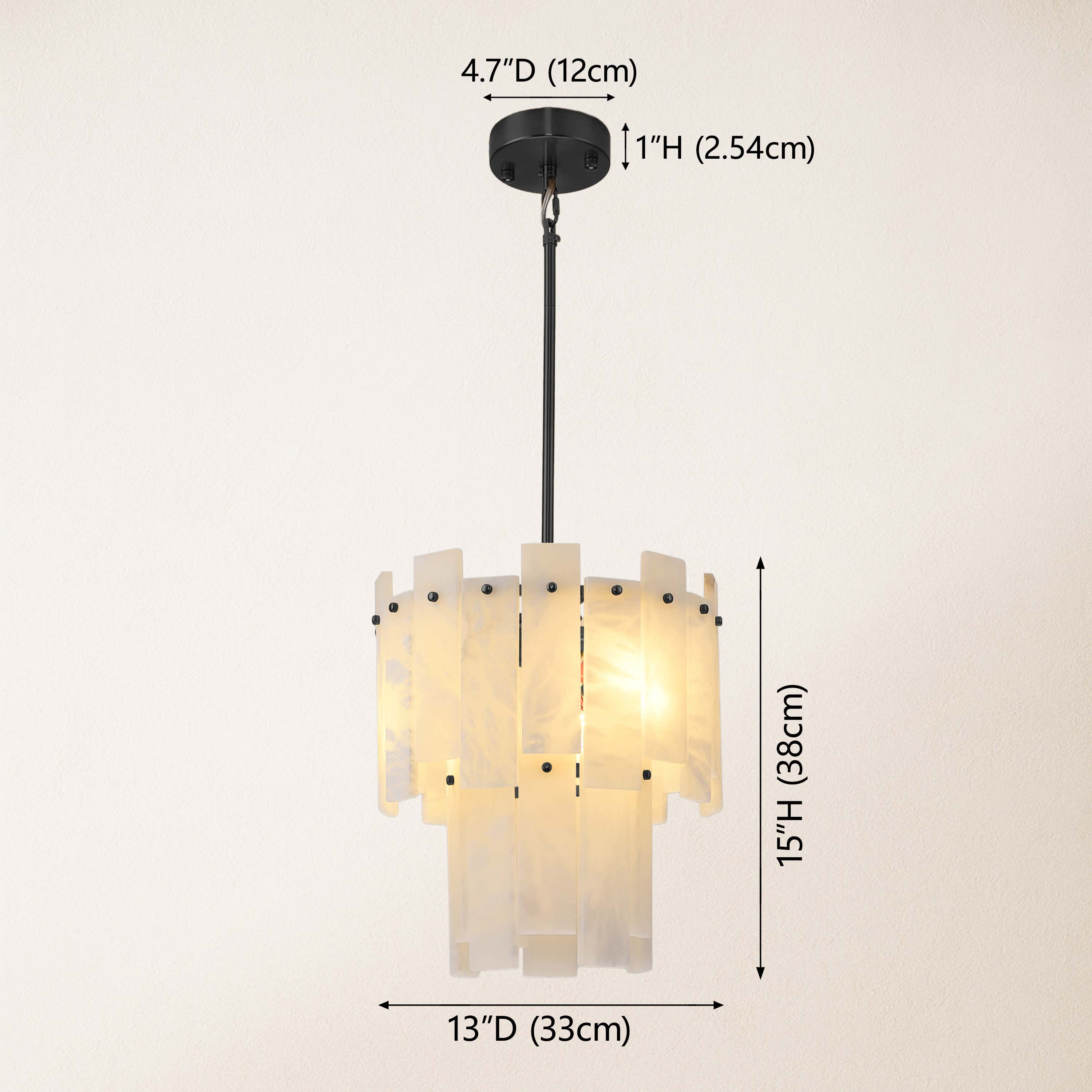 Nivislight Alabaster 2-Tier Round Pendant 13"