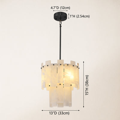 Nivislight Alabaster 2-Tier Round Pendant 13"