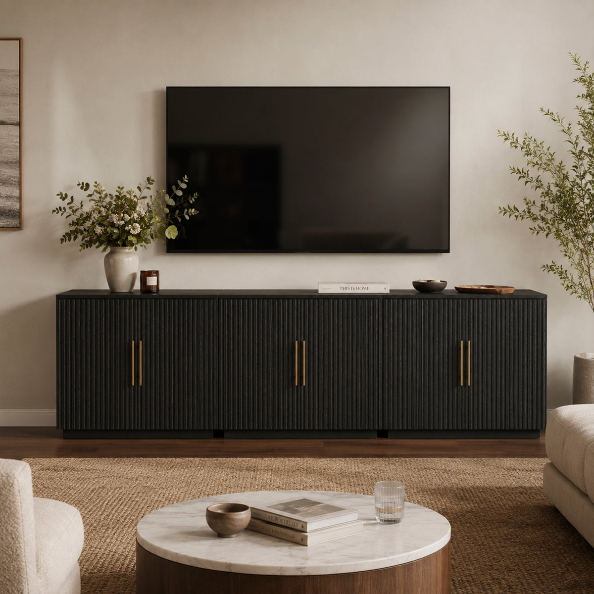 Holt 95″ Solid Oak Console(Set of 3)