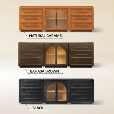 Alvar Arched 91″ Oak Modular Media Console(Set of 3)
