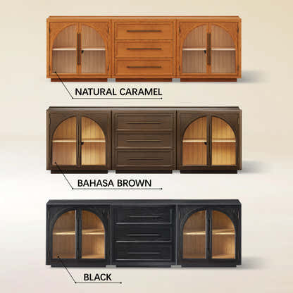 Alvar Arched 91″ Oak Modular Media Console(Set of 3)