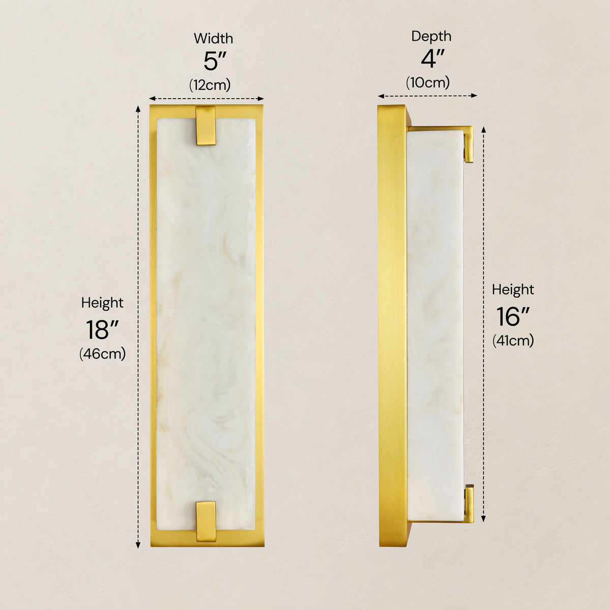 Solvian Resin Rectangular Wall Sconce 18"/24"H