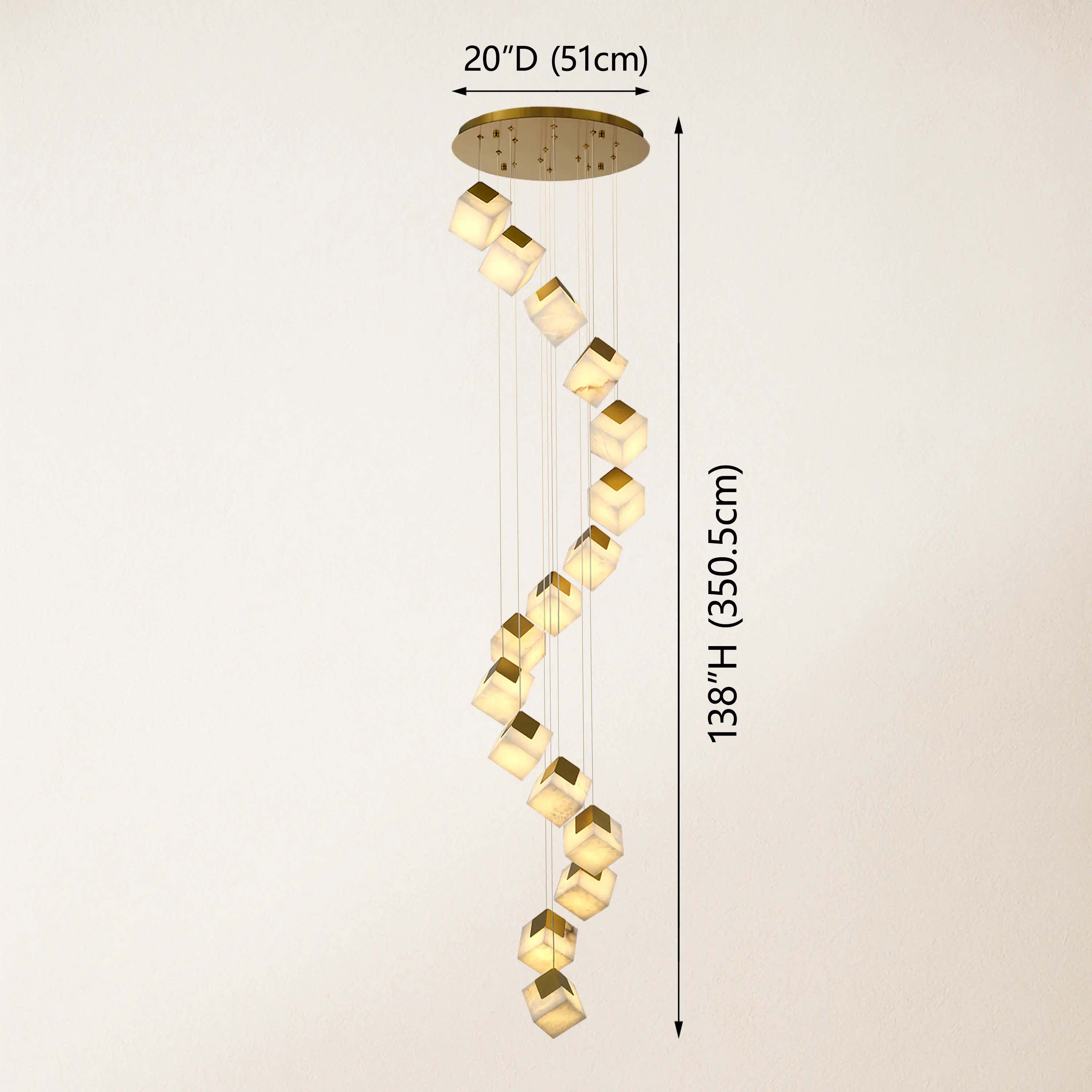 Dave Alabaster High Ceiling Staircase Chandelier 20"D#Finish_Gold