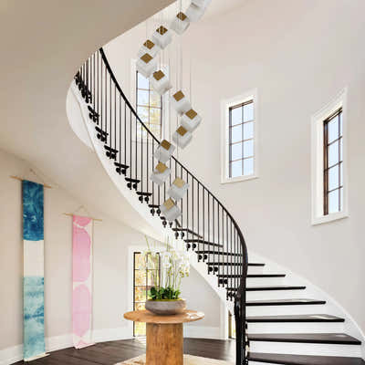 Dave Alabaster High Ceiling Staircase Chandelier 20"D#Finish_Gold