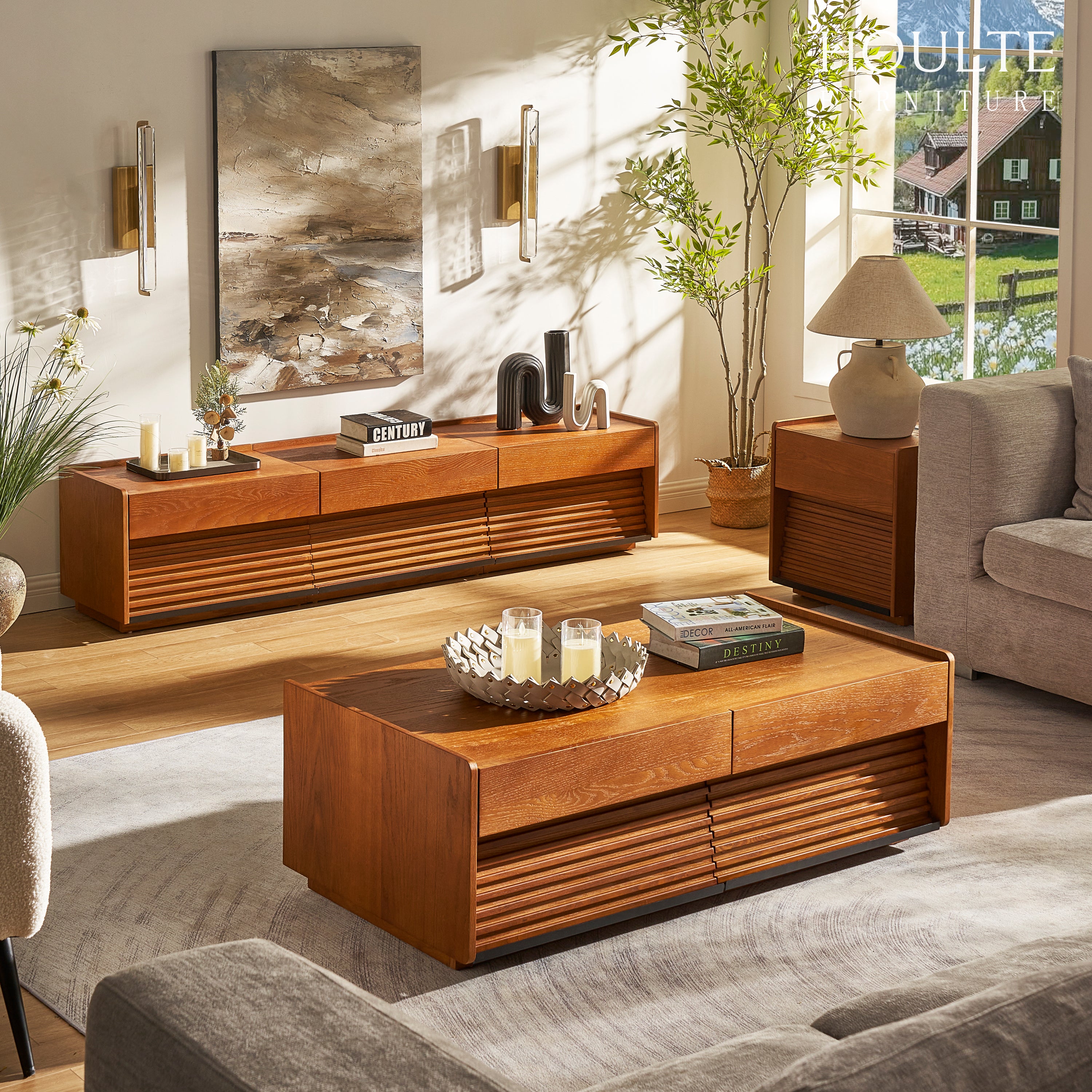 Devon Oak Media Console  70.8"