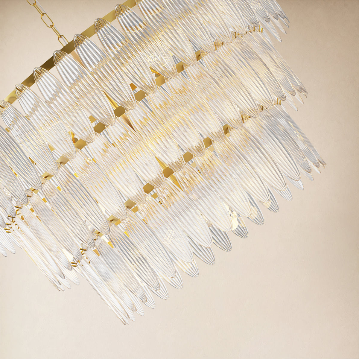 Ardelyne Glass Three-Tier Round Chandelier 26-38"D