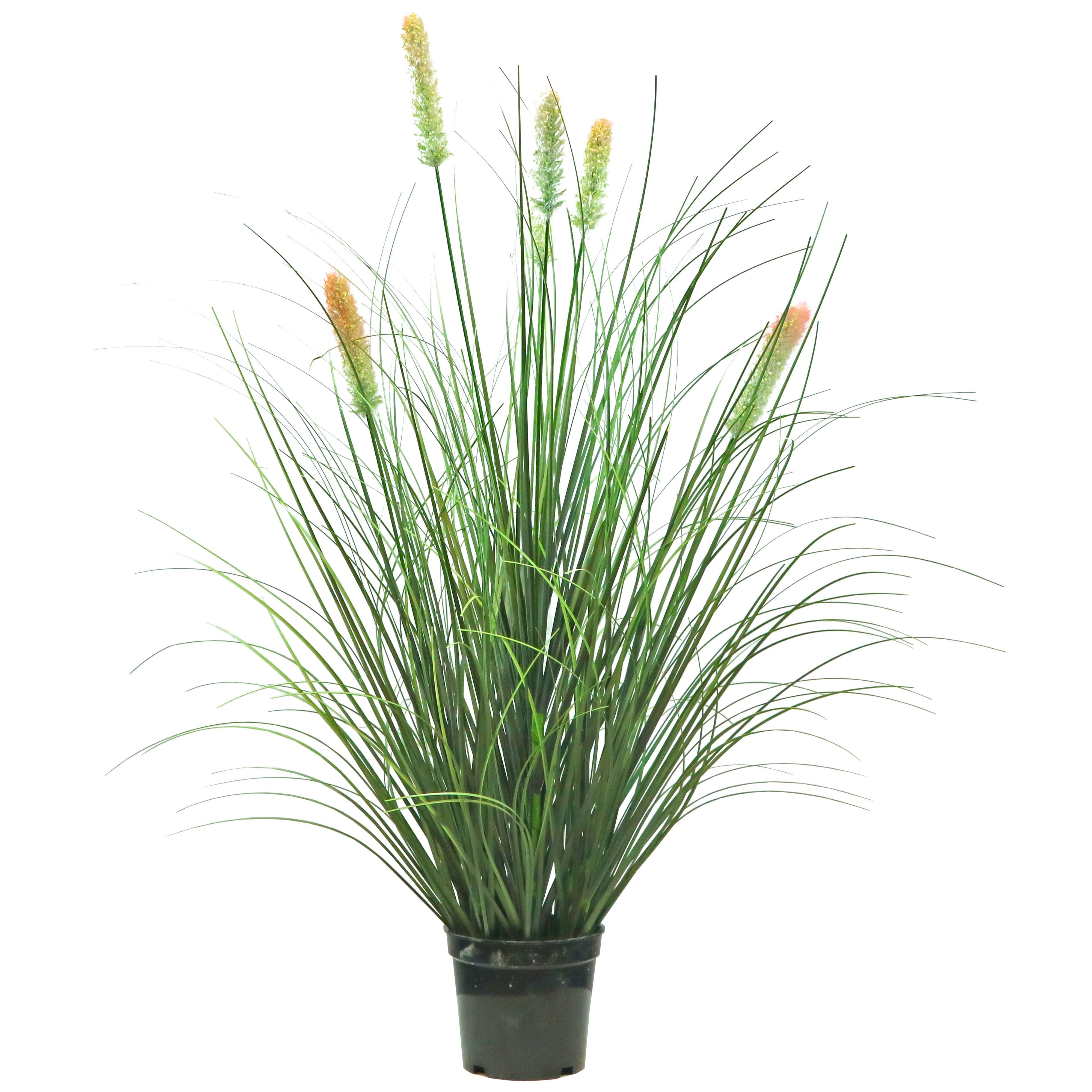 Artificial 6-Head Short Pine Grass with Curved Onion Grass Bonsai 30"H