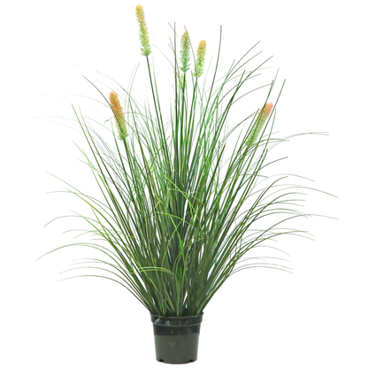 Artificial 6-Head Short Pine Grass with Curved Onion Grass Bonsai 4.3"H