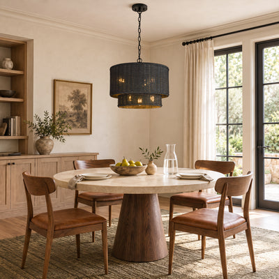 Cavana Rattan Tiered Round Pendant 16.1"D