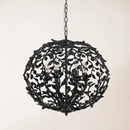 Elara Black Spherical Cage Chandelier 22"D