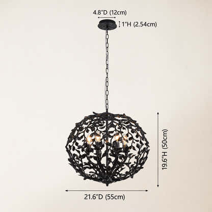 Elara Black Spherical Cage Chandelier 22"D