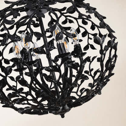 Elara Black Spherical Cage Chandelier 22"D