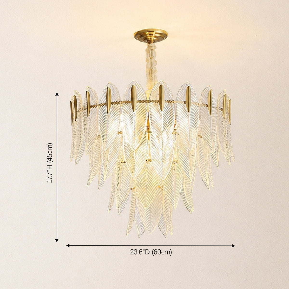 Marilyn Glass Feathers Round Chandelier