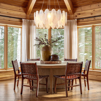 Avelis Glass Feather Round Chandelier 23.6"D