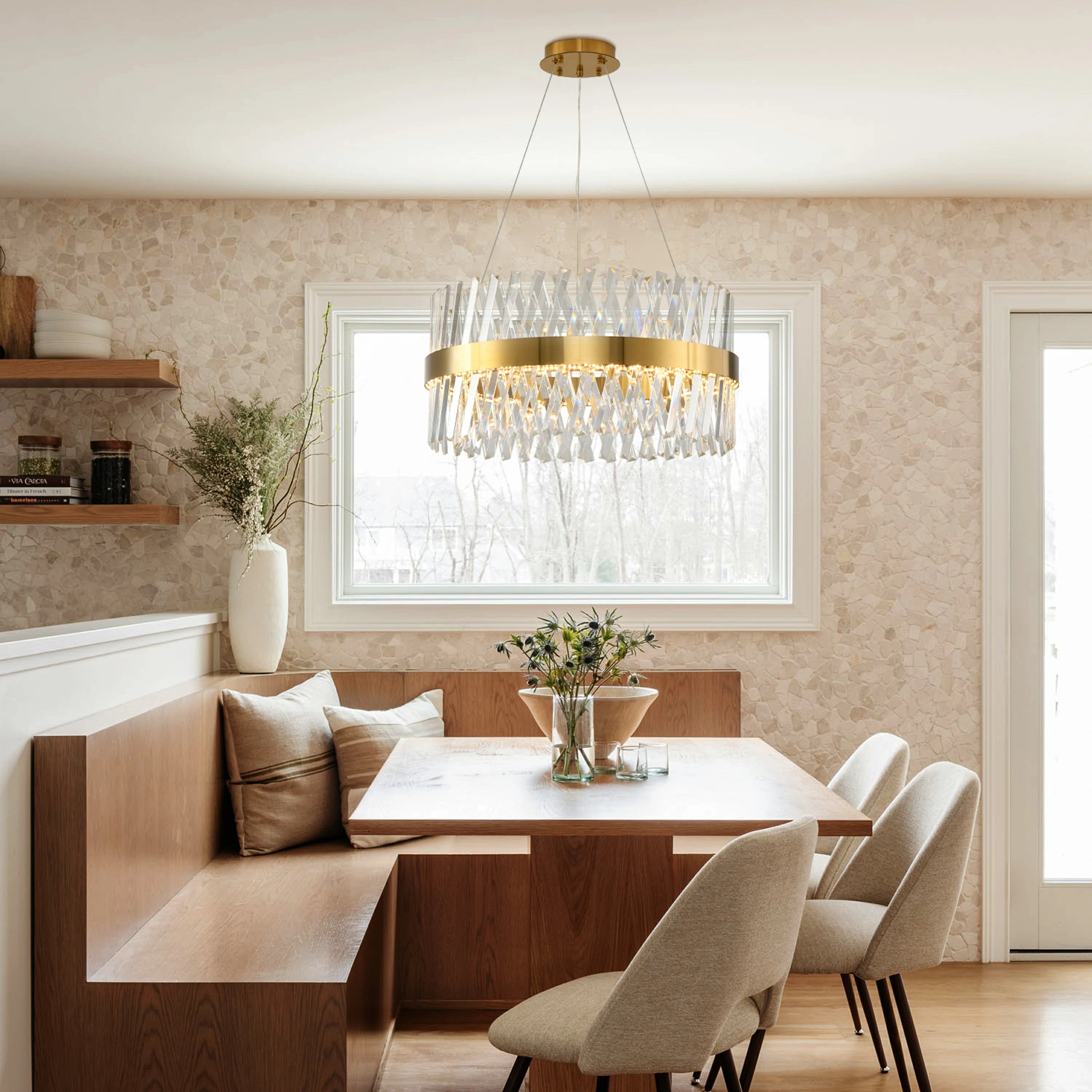 Vetro Prism Crystal Round Chandelier 23.6"D