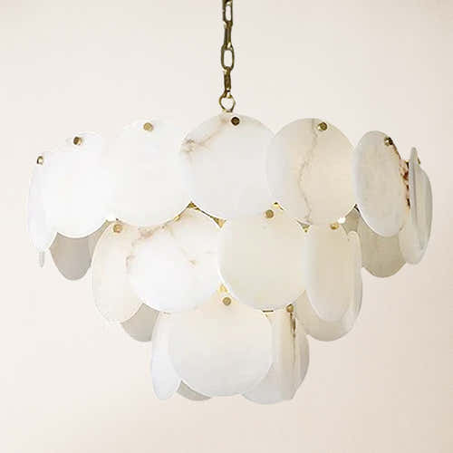 Egwent Alabaster Dish Magnolia Multi-Tiered Round Chandelier 23"D#Finish_Gold