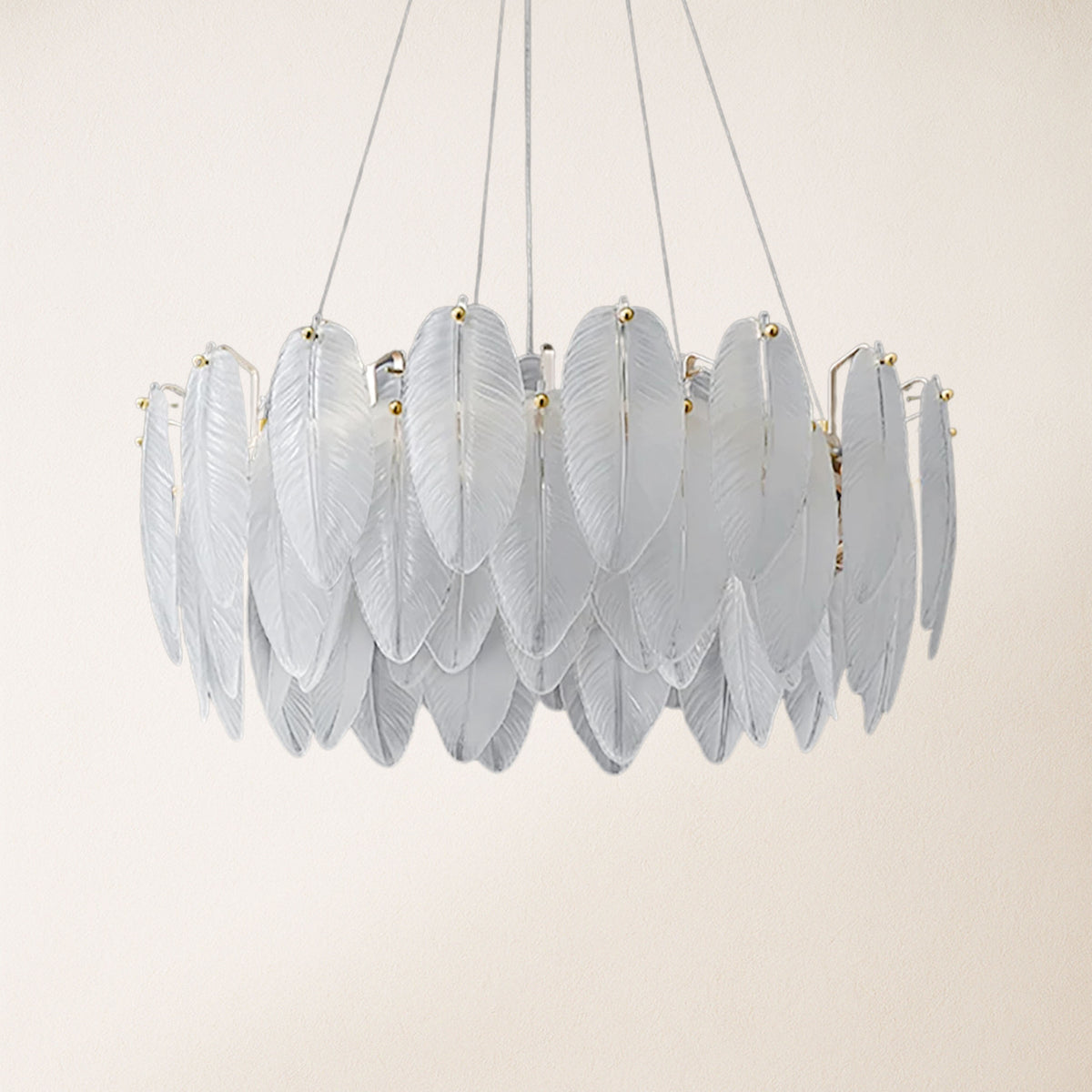 Avelis Glass Feather Round Chandelier 23.6"D