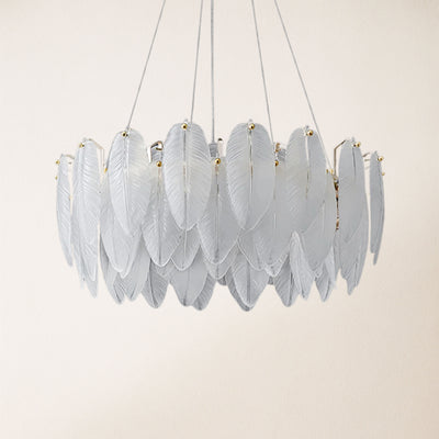 Avelis Glass Feather Round Chandelier 23.6"D