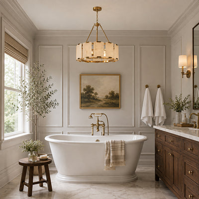 Avenelle Alabaster Round Chandelier 23.6" 30"D
