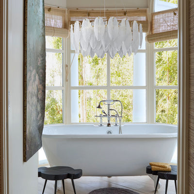 Avelis Glass Feather Round Chandelier 23.6"D