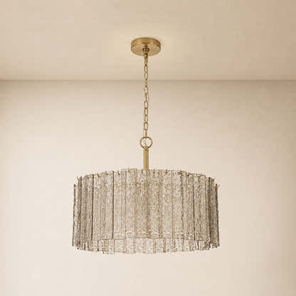 Tavelle Textured Glass Round Chandelier 24" 30"D
