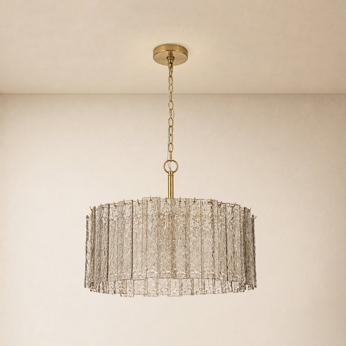 Tavelle Textured Glass Round Chandelier 24" 30"D