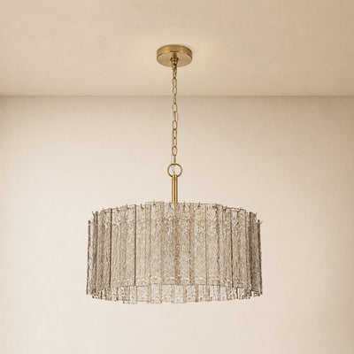 Tavelle Textured Glass Round Chandelier 24" 30"D