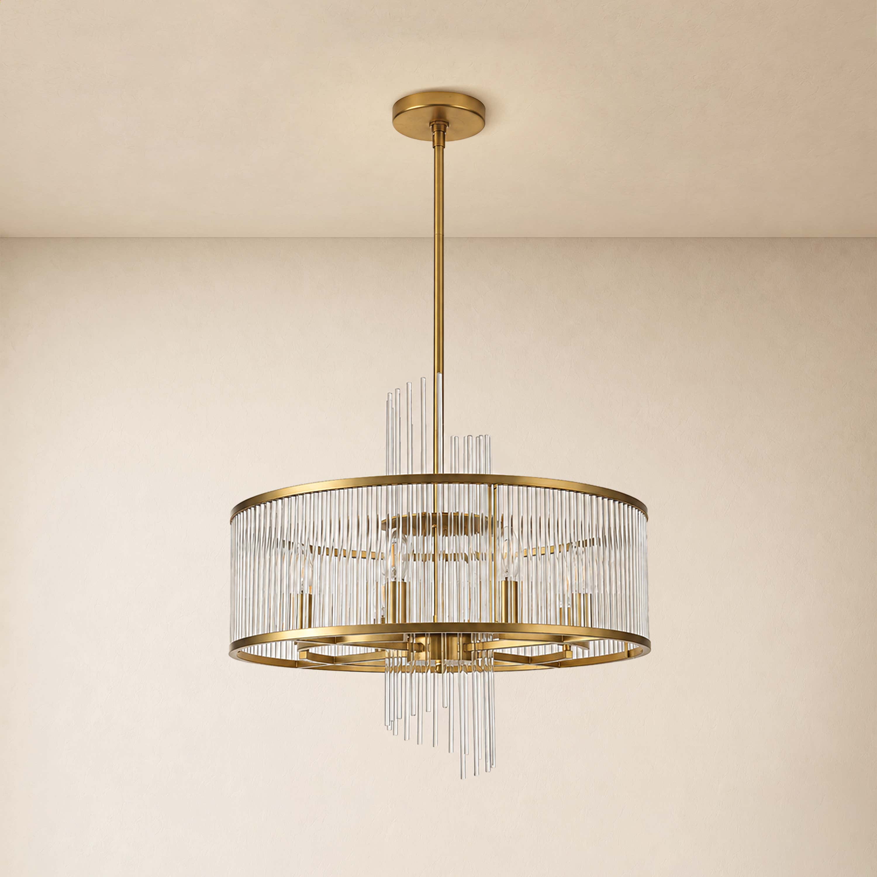 Virellune Glass Rod Round Chandelier 24" 36"D