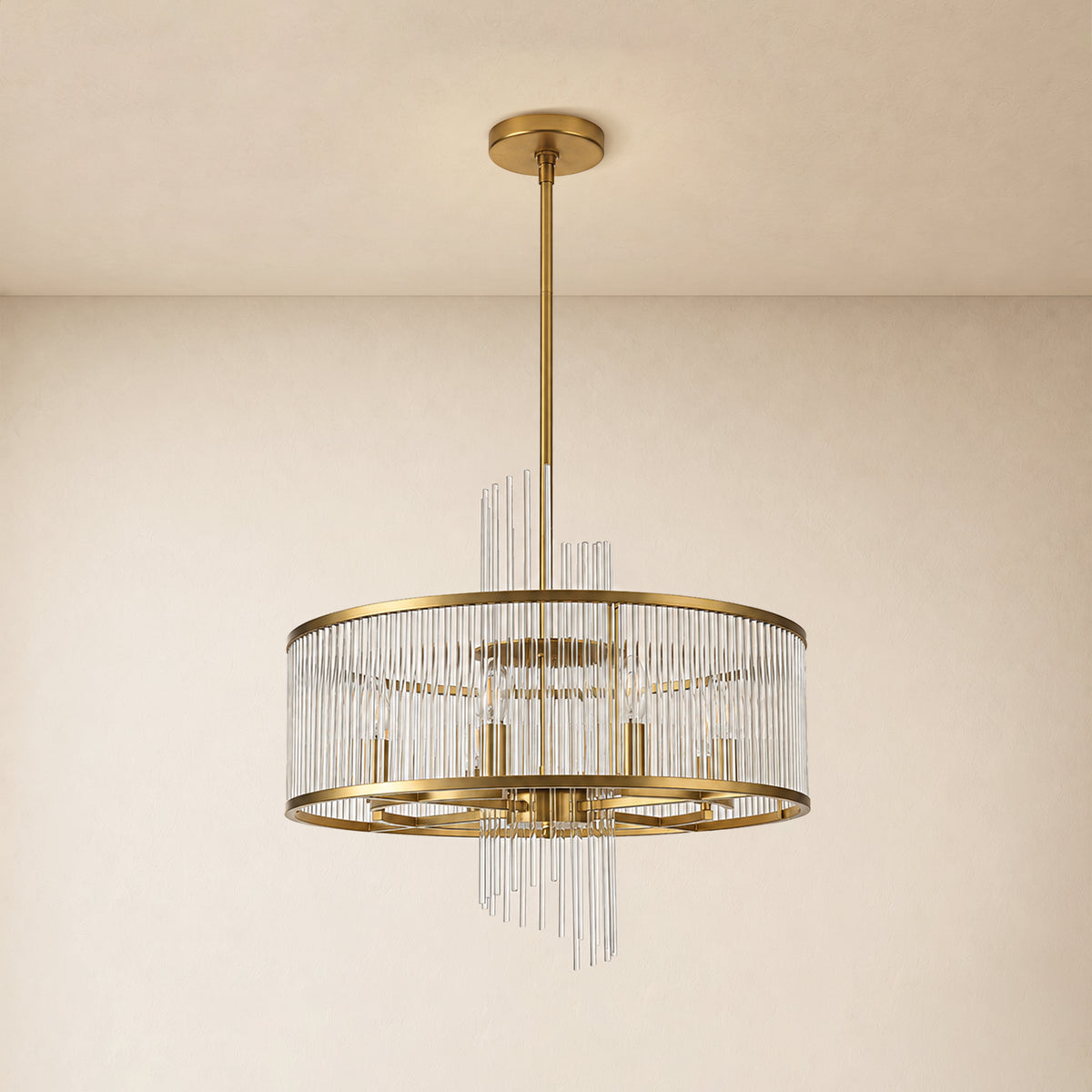 Virellune Glass Rod Round Chandelier 24" 36"D