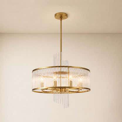 Virellune Glass Rod Round Chandelier 24" 36"D