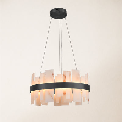 Nocturne Alabaster Round Chandelier 24"
