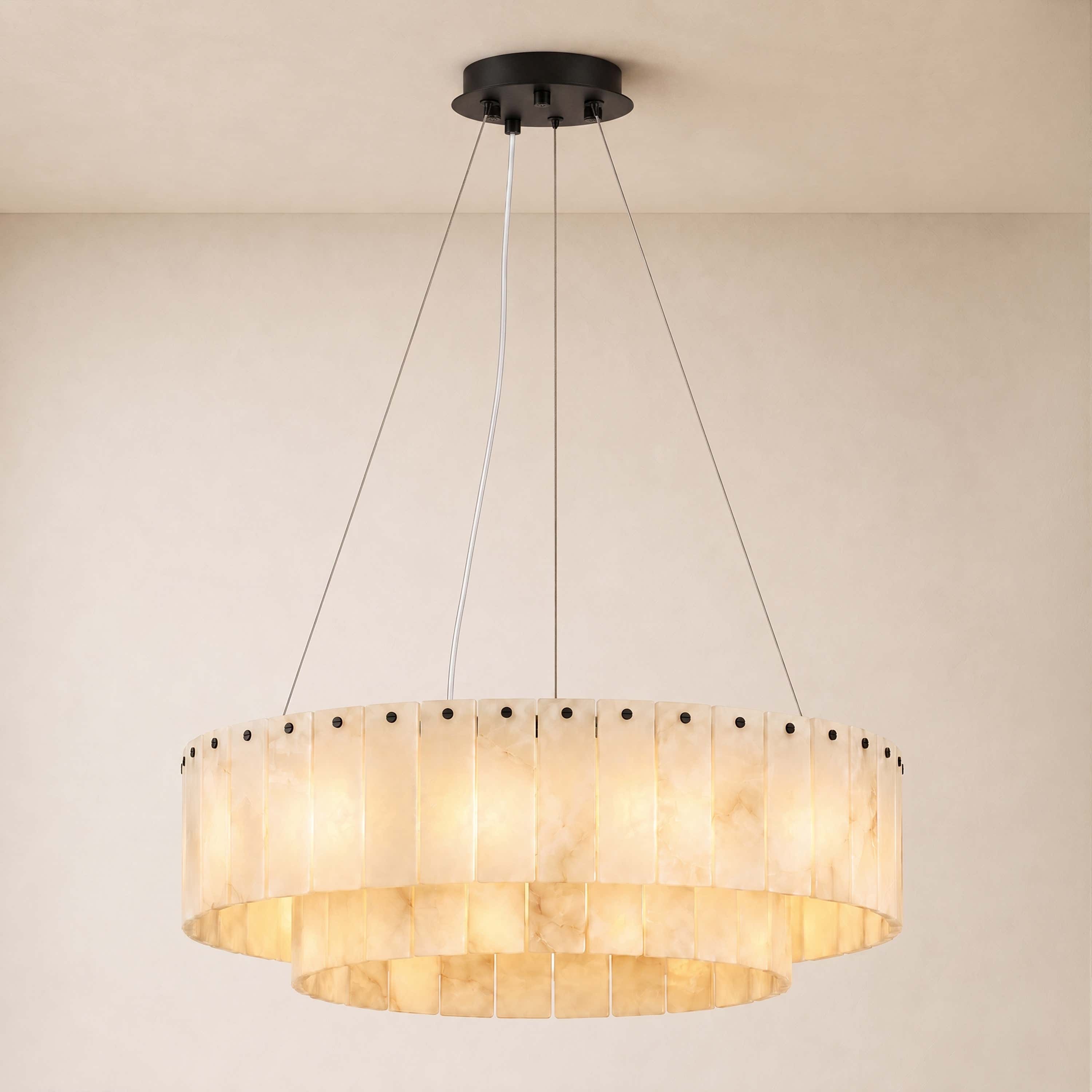 Sawyer Alabaster Custom Round Chandelier 24" 48"D